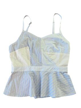 Current/Elliott Blue Stripe Peplum Cami Top XS Patchwork Striped Summer Tank